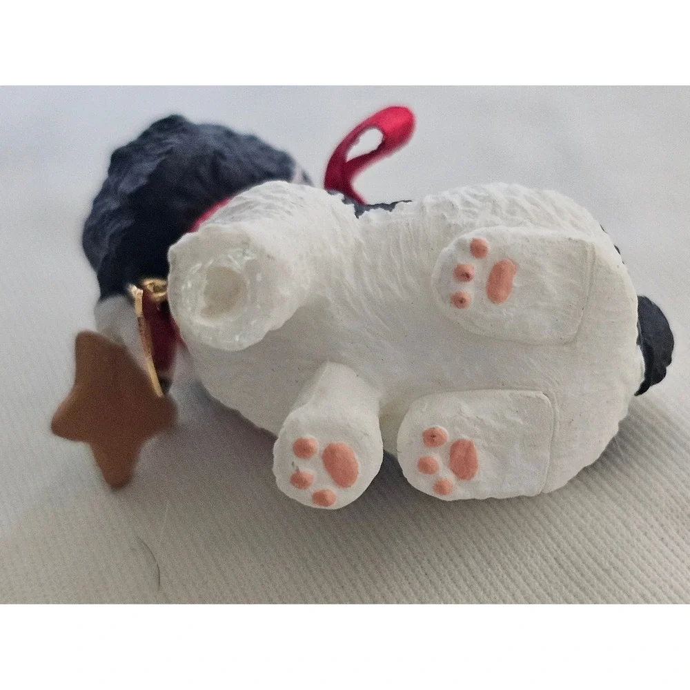 Hallmark Keepsake 2008 Shih Tzu Puppy Dog Christmas Ornament Black White Red Bow